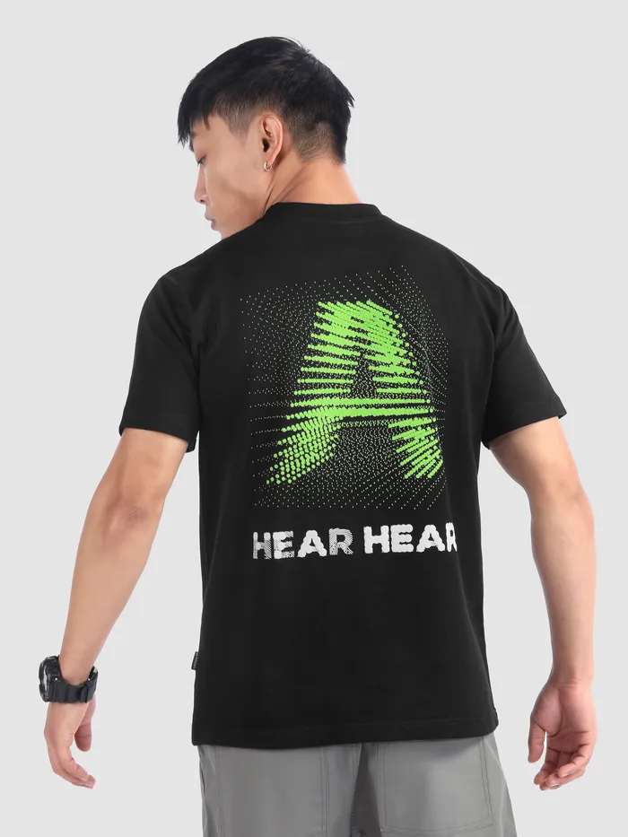 Black 3D Illusion Rubber Printed T-Shirt