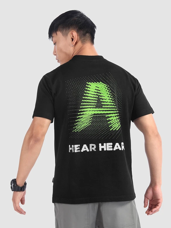 Black 3D Illusion Rubber Printed T-Shirt