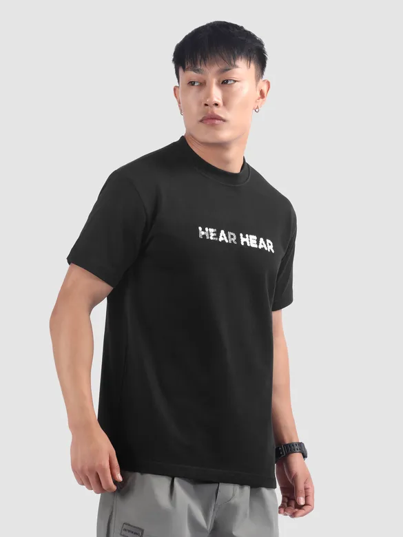 Black 3D Illusion Rubber Printed T-Shirt