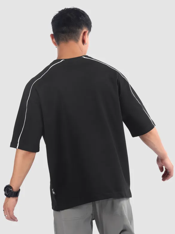 Black Beyoung Embossed Oversized T-Shirt