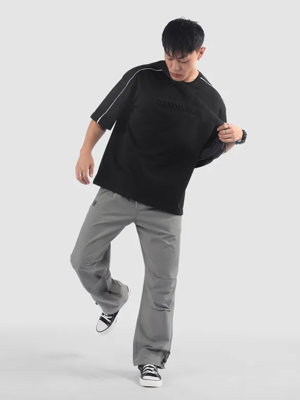 Black Beyoung Embossed Oversized T-Shirt