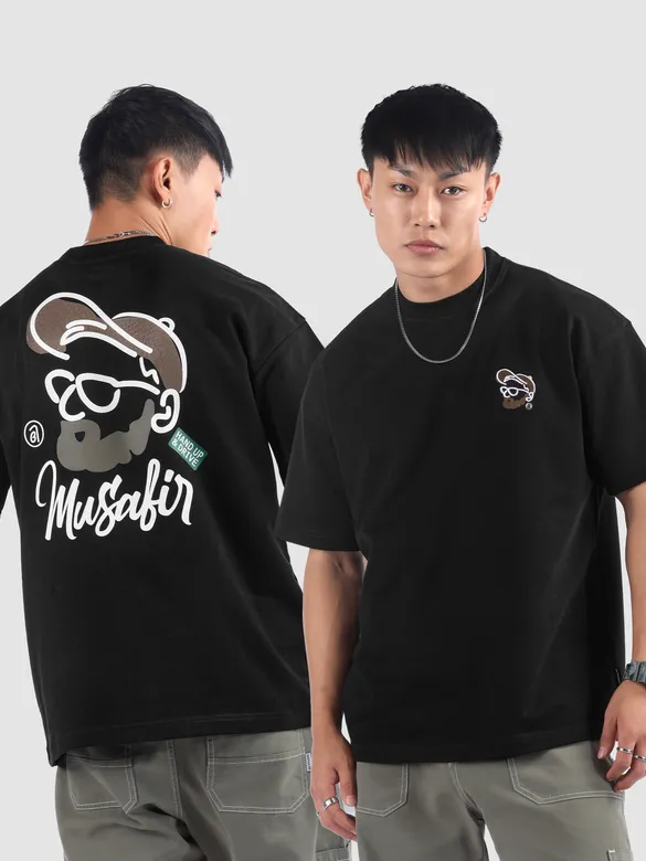 Black Musafir Printed T-Shirt