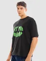 Black Puff Printed Oversized T-shirt For Men
