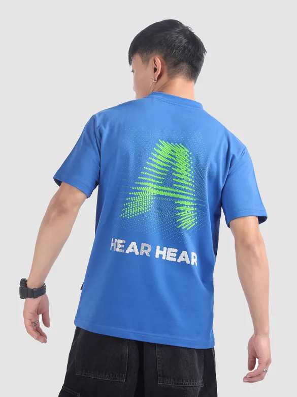 Blue 3D Illusion Rubber Printed T-Shirt