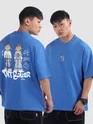 Blue Lazy Boys Printed Oversized T-Shirt