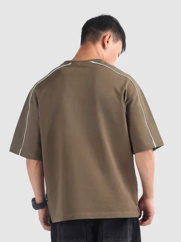 Brown Beyoung Embossed Oversized T-Shirt