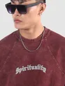 Burgundy Spirituality Acid Wash Oversized T-Shirt