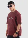 Burgundy Spirituality Acid Wash Oversized T-Shirt