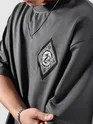 Grey Chinese Dragon Back Patch Oversized T-Shirt