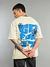 Cream Go For It Puff Print Oversized T-shirt