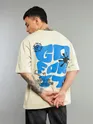 Cream Go For It Puff Print Oversized T-shirt
