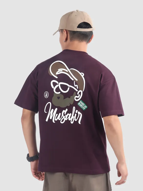 Dark Purple Musafir Printed T-Shirt