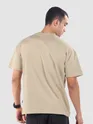 Beige Mock Neck Embroidered T-Shirt