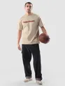 Beige Mock Neck Embroidered T-Shirt