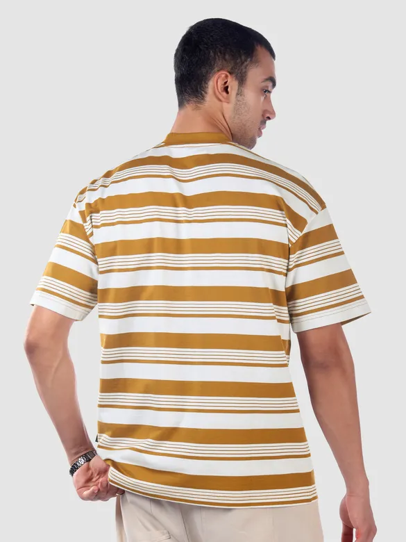 Mustard Striped Knitted T-Shirt