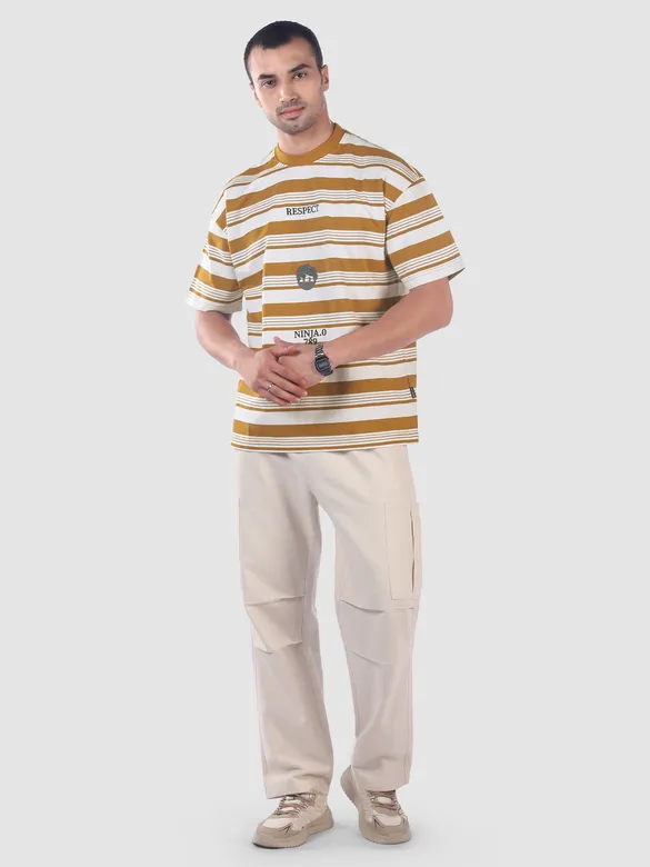 Mustard Striped Knitted T-Shirt