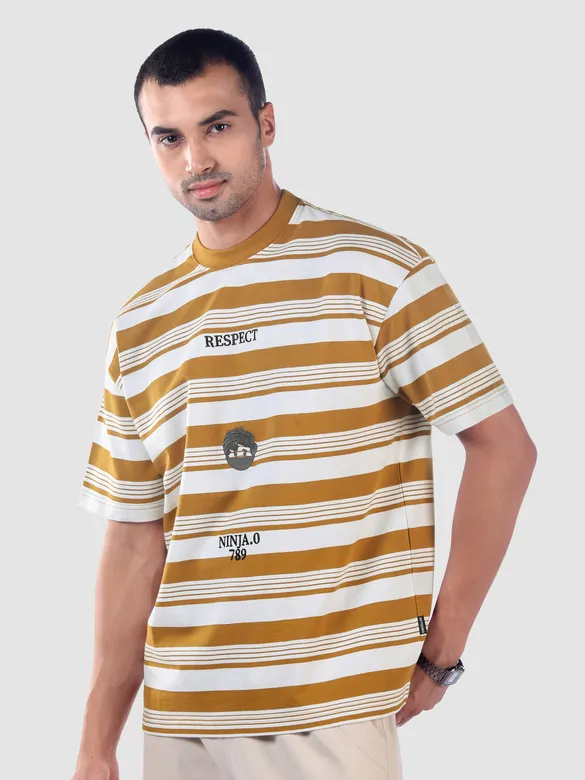 Mustard Striped Knitted T-Shirt
