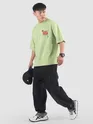 Pista Green Distressed Typo Puff Print Oversized T-Shirt