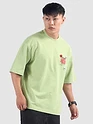 Pista Green Distressed Typo Puff Print Oversized T-Shirt
