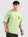 Pista Green Distressed Typo Puff Print Oversized T-Shirt