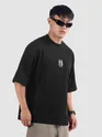 Black Lazy Boys Printed Oversized T-Shirt