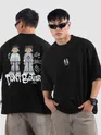 Black Lazy Boys Printed Oversized T-Shirt
