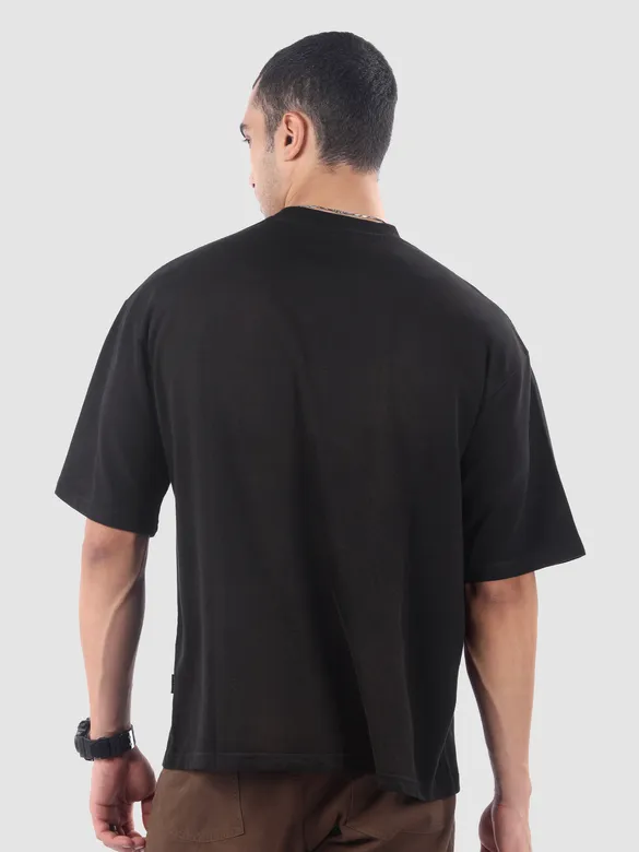 Black Spirituality Patchwork Acid Wash Oversized Tshirt