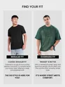 Bottle Green Spirituality Patchwork Acid Wash Oversized Tshirt