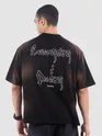 Black Back Patch Acid Wash Oversized Tshirt