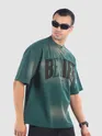 Bottle Green Belief Acid Wash Oversized Tshirt