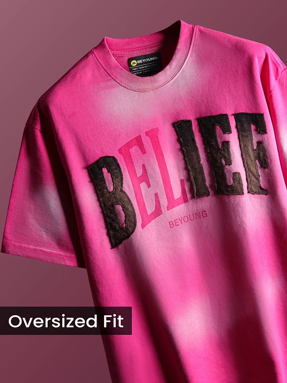 Hot Pink Belief Acid Wash Oversized Tshirt