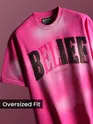 Hot Pink Belief Acid Wash Oversized Tshirt