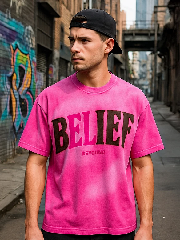 Hot Pink Belief Acid Wash Oversized Tshirt