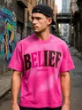 Hot Pink Belief Acid Wash Oversized Tshirt