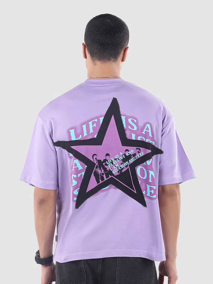 Lavender Star Patch Oversized T-Shirt