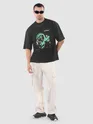 Black HD Print Patch Oversized T-Shirt