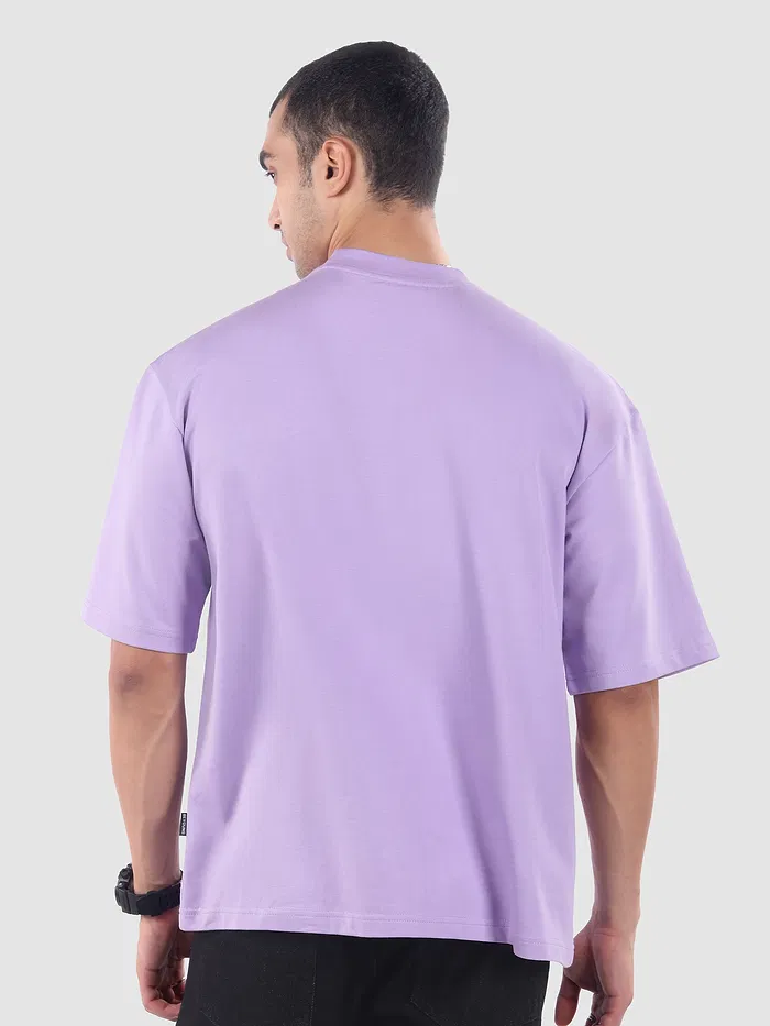 Lavender HD Print Patch Oversized T-Shirt