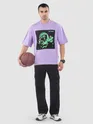 Lavender HD Print Patch Oversized T-Shirt