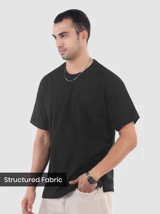 Black Structured Oversized T-Shirt