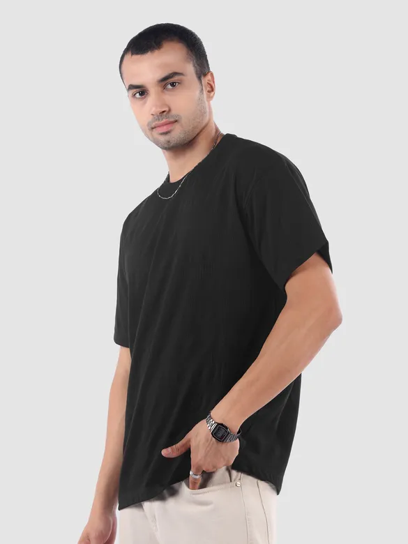 Black Structured Oversized T-Shirt