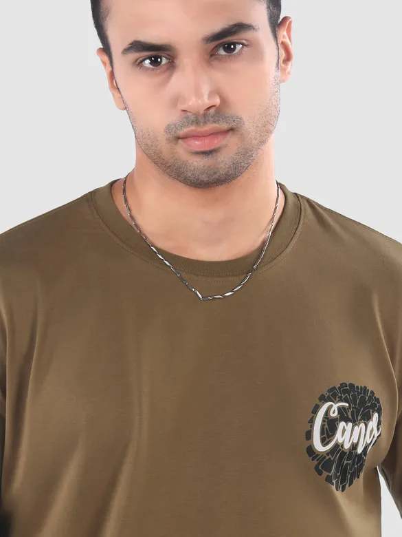 Dark Tan Canes Printed Oversized T-Shirt