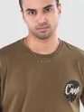 Dark Tan Canes Printed Oversized T-Shirt