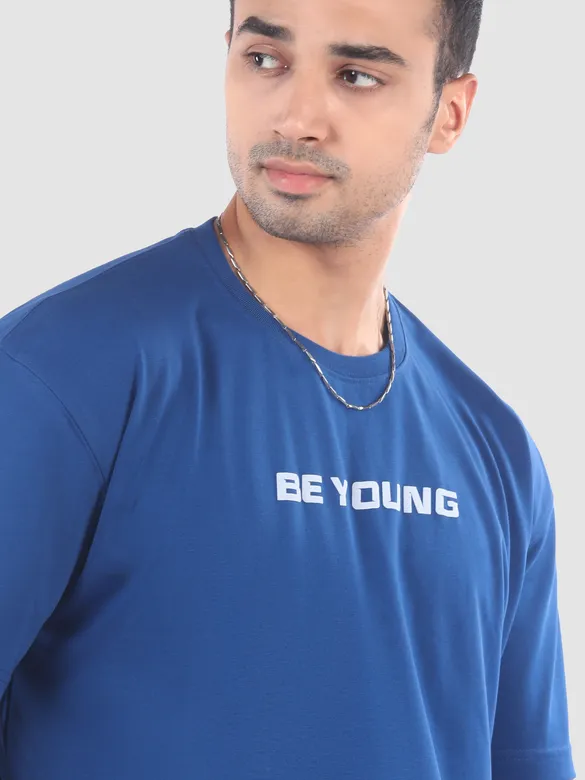 Royal Blue Beyoung Back Printed Tshirt