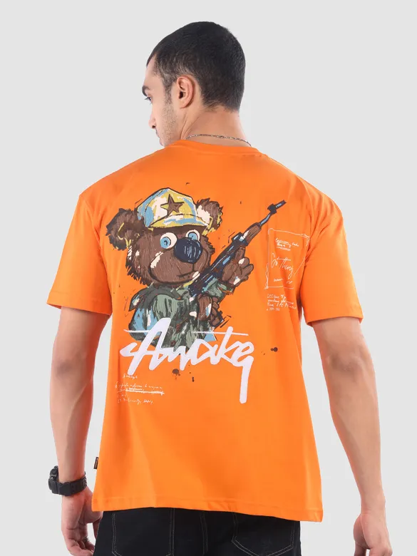Orange Awake 3D Texture Printed Tshirt