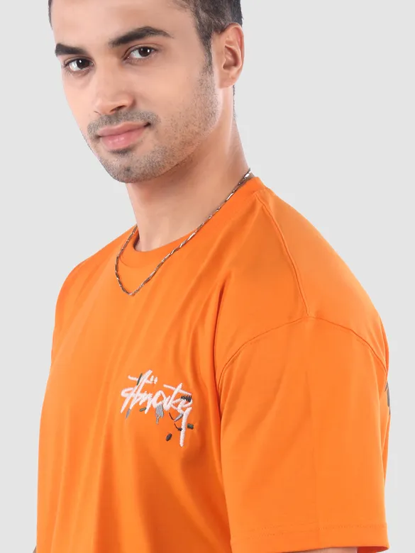 Orange Awake 3D Texture Printed Tshirt