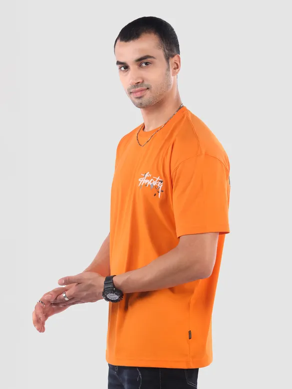 Orange Awake 3D Texture Printed Tshirt