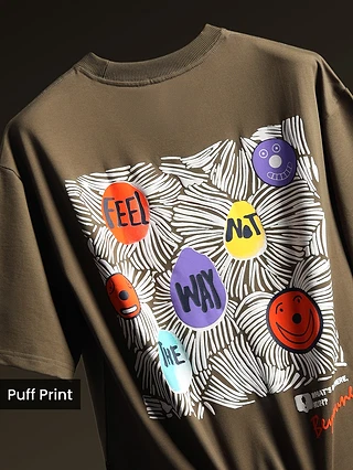 Dark Tan Blooming Puff Printed Oversized T-Shirt
