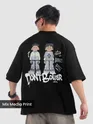Black Lazy Boys Printed Oversized T-Shirt