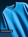 Aqua Blue Cut And Sew Panel Oversized T-Shirt