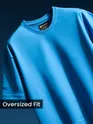 Aqua Blue Cut And Sew Panel Oversized T-Shirt
